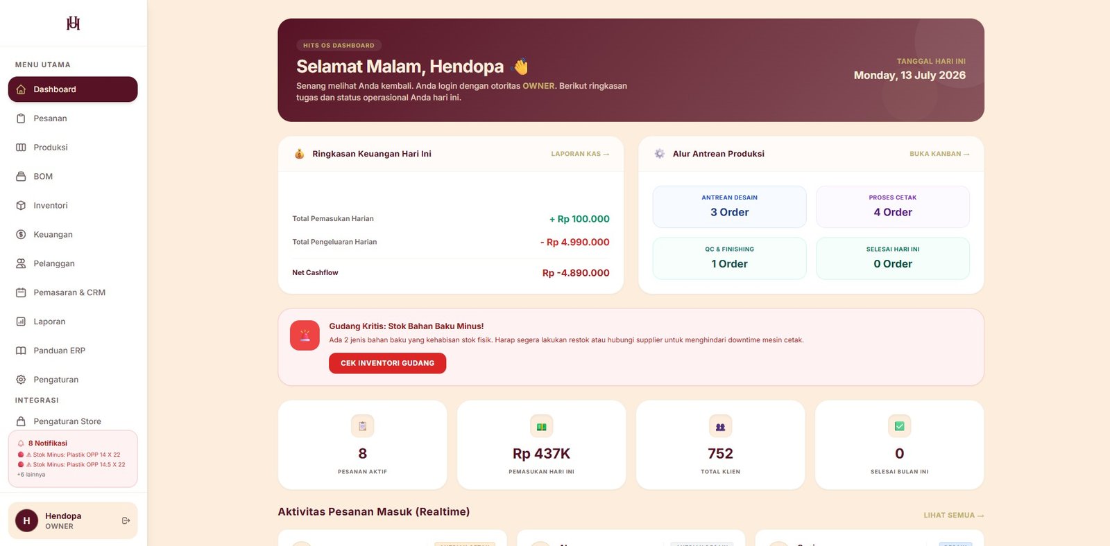 Dasbor Utama Desktop